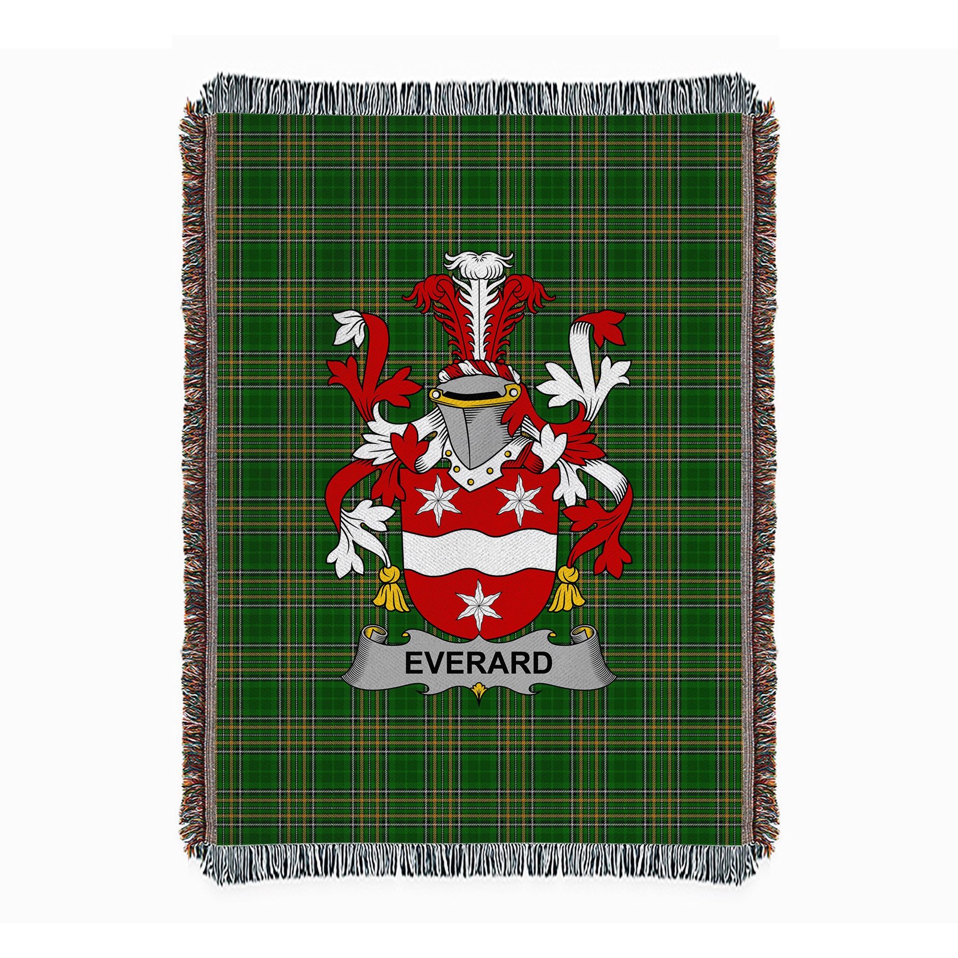 ScotsTee Shop Irish Everard Clan Coat of Arms Irish Tartan Woven Blanket