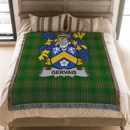ScotsTee Shop Irish Gervais Clan Coat of Arms Irish Tartan Woven Blanket