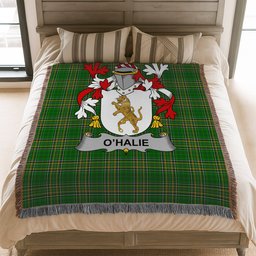 ScotsTee Shop Irish Halie or O'Halie Clan Coat of Arms Irish Tartan Woven Blanket