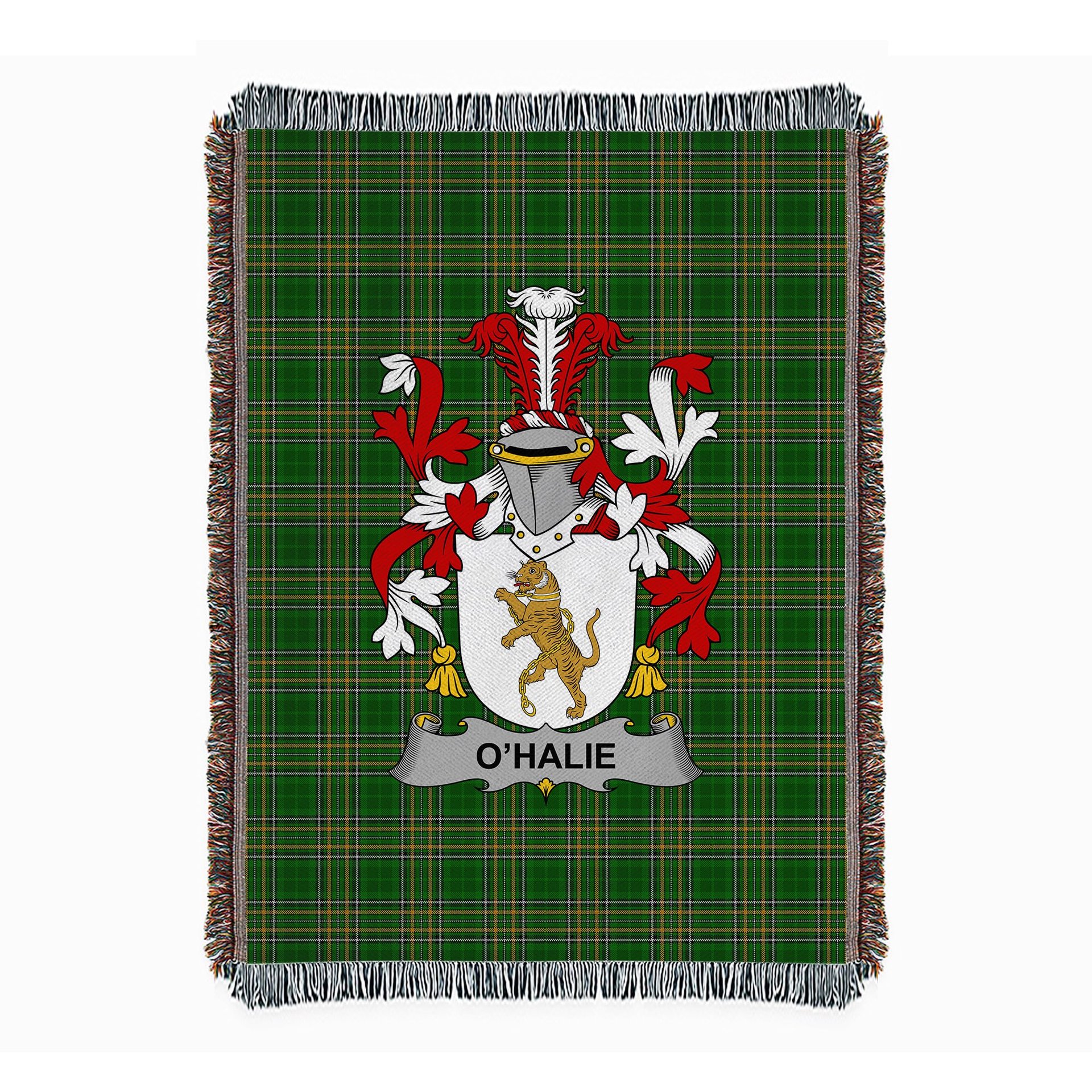 ScotsTee Shop Irish Halie or O'Halie Clan Coat of Arms Irish Tartan Woven Blanket