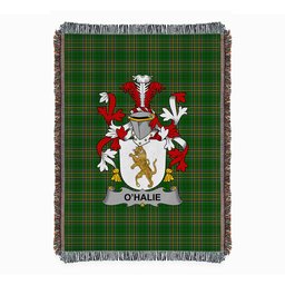 ScotsTee Shop Irish Halie or O'Halie Clan Coat of Arms Irish Tartan Woven Blanket