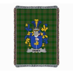 ScotsTee Shop Irish Fahey or O'Fahy Clan Coat of Arms Irish Tartan Woven Blanket