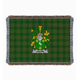 ScotsTee Shop Irish Halpin or O'Halpin Clan Coat of Arms Irish Tartan Woven Blanket