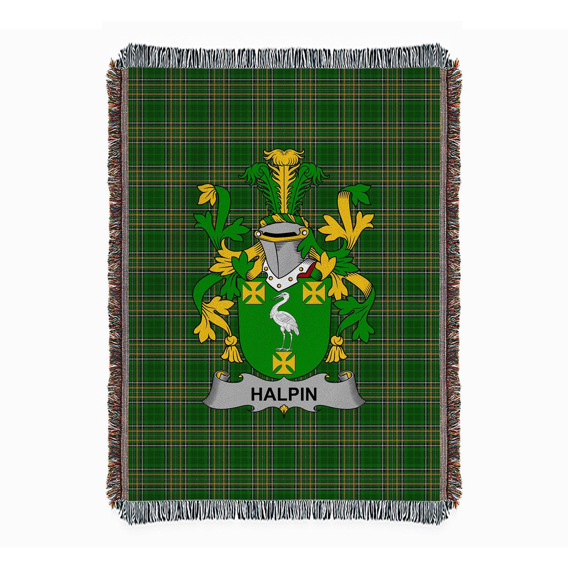ScotsTee Shop Irish Halpin or O'Halpin Clan Coat of Arms Irish Tartan Woven Blanket