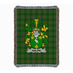 ScotsTee Shop Irish Halpin or O'Halpin Clan Coat of Arms Irish Tartan Woven Blanket