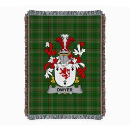 ScotsTee Shop Irish Dwyer or O'Dwyer Clan Coat of Arms Irish Tartan Woven Blanket