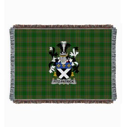 ScotsTee Shop Irish Fitz-Patrick Clan Coat of Arms Irish Tartan Woven Blanket