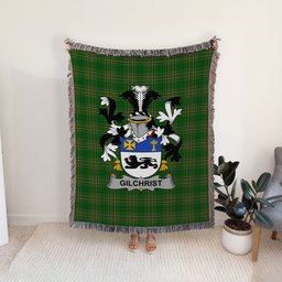 ScotsTee Shop Irish Gilchrist or McGilchrist Clan Coat of Arms Irish Tartan Woven Blanket