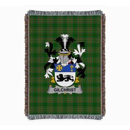 ScotsTee Shop Irish Gilchrist or McGilchrist Clan Coat of Arms Irish Tartan Woven Blanket
