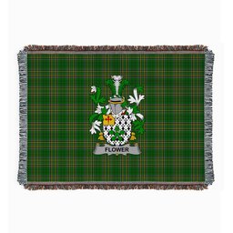 ScotsTee Shop Irish Flower Clan Coat of Arms Irish Tartan Woven Blanket