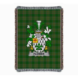 ScotsTee Shop Irish Flower Clan Coat of Arms Irish Tartan Woven Blanket