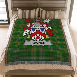 ScotsTee Shop Irish Fownes Clan Coat of Arms Irish Tartan Woven Blanket