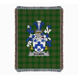 ScotsTee Shop Irish Ellmer Clan Coat of Arms Irish Tartan Woven Blanket