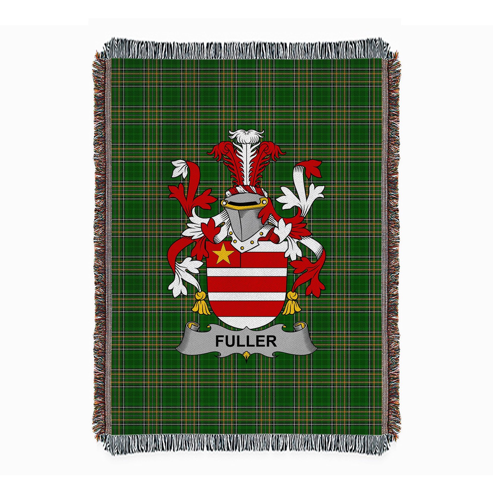 ScotsTee Shop Irish Fuller Clan Coat of Arms Irish Tartan Woven Blanket