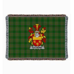ScotsTee Shop Irish Fitz-Henry Clan Coat of Arms Irish Tartan Woven Blanket