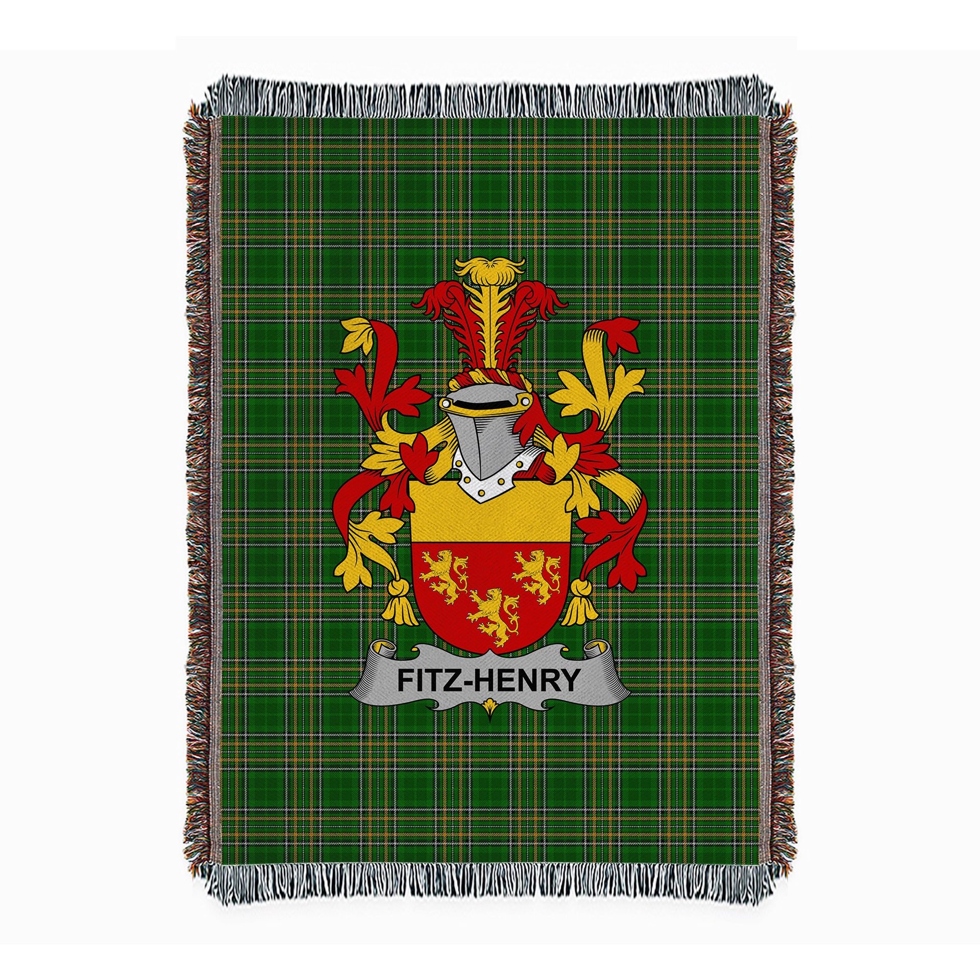 ScotsTee Shop Irish Fitz-Henry Clan Coat of Arms Irish Tartan Woven Blanket