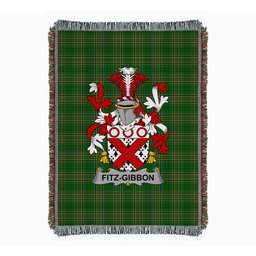 ScotsTee Shop Irish Fitz-Gibbon Clan Coat of Arms Irish Tartan Woven Blanket