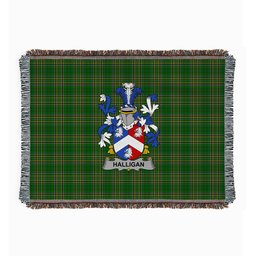 ScotsTee Shop Irish Halligan or O'Halligan Clan Coat of Arms Irish Tartan Woven Blanket