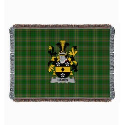 ScotsTee Shop Irish Hames Clan Coat of Arms Irish Tartan Woven Blanket