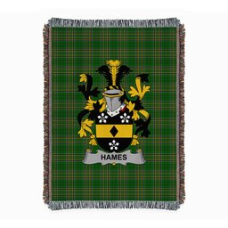 ScotsTee Shop Irish Hames Clan Coat of Arms Irish Tartan Woven Blanket