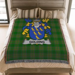ScotsTee Shop Irish Golding Clan Coat of Arms Irish Tartan Woven Blanket