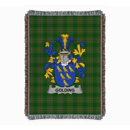 ScotsTee Shop Irish Golding Clan Coat of Arms Irish Tartan Woven Blanket