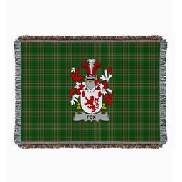 ScotsTee Shop Irish Fox Clan Coat of Arms Irish Tartan Woven Blanket