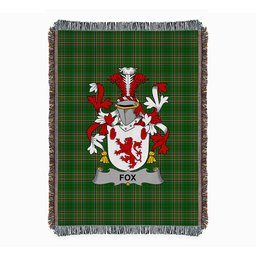 ScotsTee Shop Irish Fox Clan Coat of Arms Irish Tartan Woven Blanket
