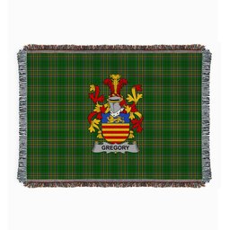 ScotsTee Shop Irish Gregory Clan Coat of Arms Irish Tartan Woven Blanket