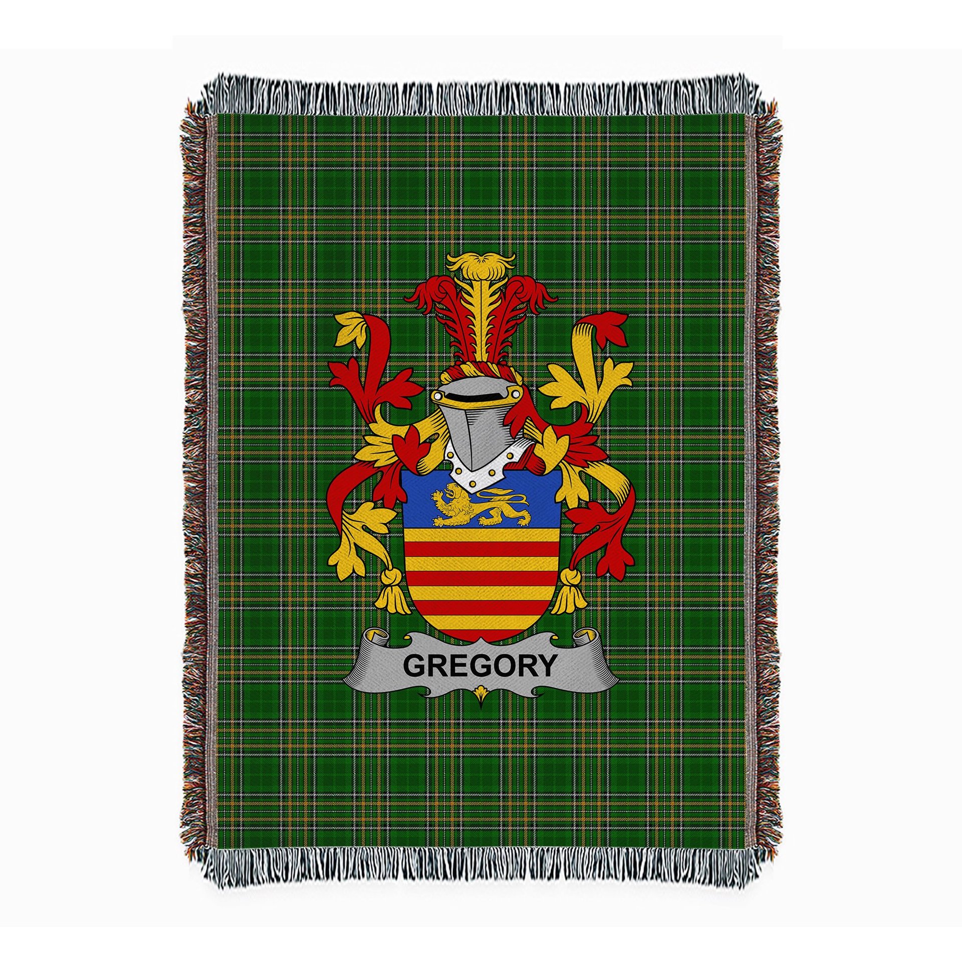 ScotsTee Shop Irish Gregory Clan Coat of Arms Irish Tartan Woven Blanket