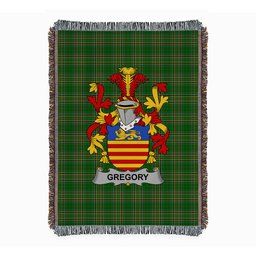 ScotsTee Shop Irish Gregory Clan Coat of Arms Irish Tartan Woven Blanket