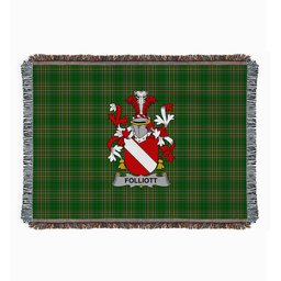 ScotsTee Shop Irish Folliott Clan Coat of Arms Irish Tartan Woven Blanket