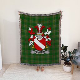 ScotsTee Shop Irish Folliott Clan Coat of Arms Irish Tartan Woven Blanket