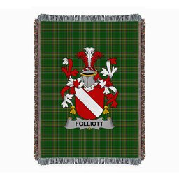 ScotsTee Shop Irish Folliott Clan Coat of Arms Irish Tartan Woven Blanket