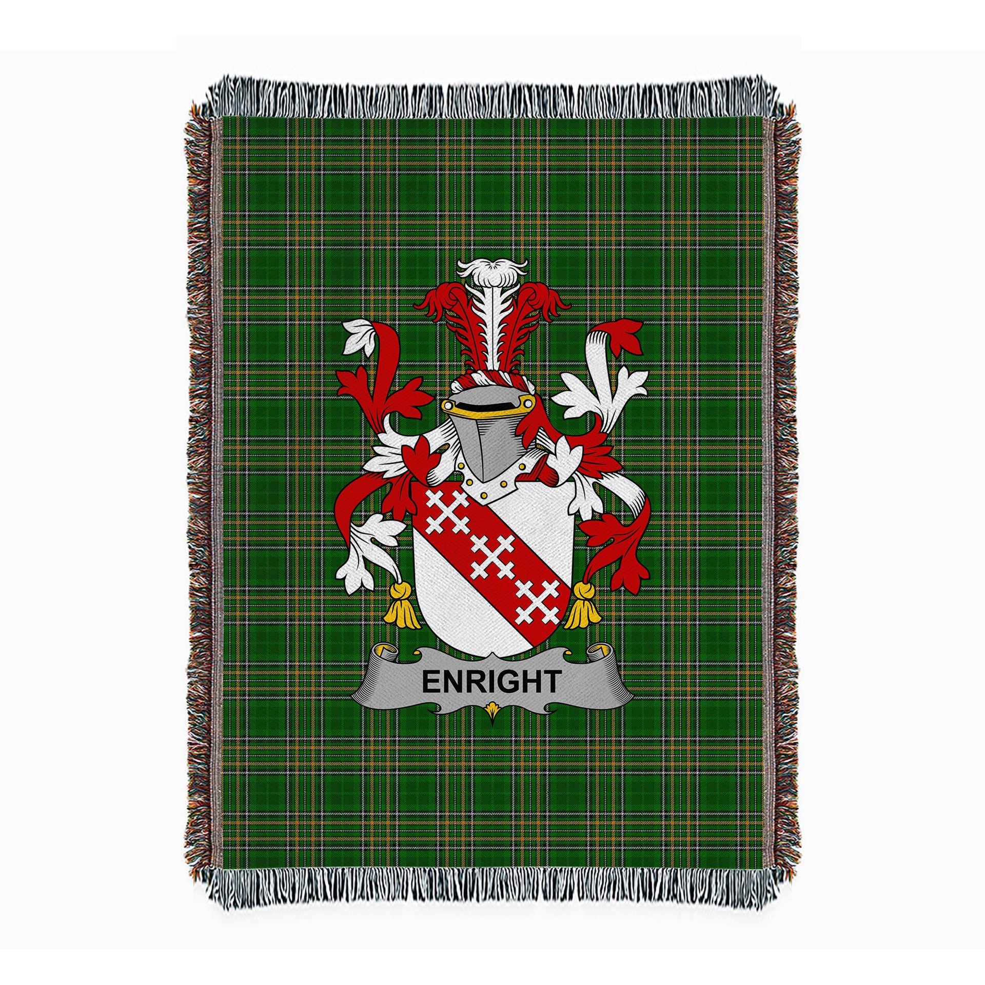 ScotsTee Shop Irish Enright Clan Coat of Arms Irish Tartan Woven Blanket