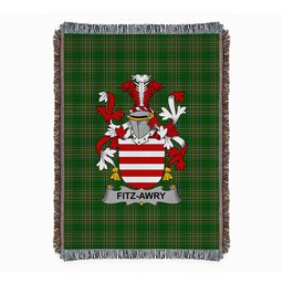 ScotsTee Shop Irish Fitz-Awry Clan Coat of Arms Irish Tartan Woven Blanket
