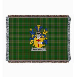 ScotsTee Shop Irish Donnell or O'Donnell Clan Coat of Arms Irish Tartan Woven Blanket