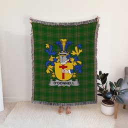 ScotsTee Shop Irish Donnell or O'Donnell Clan Coat of Arms Irish Tartan Woven Blanket