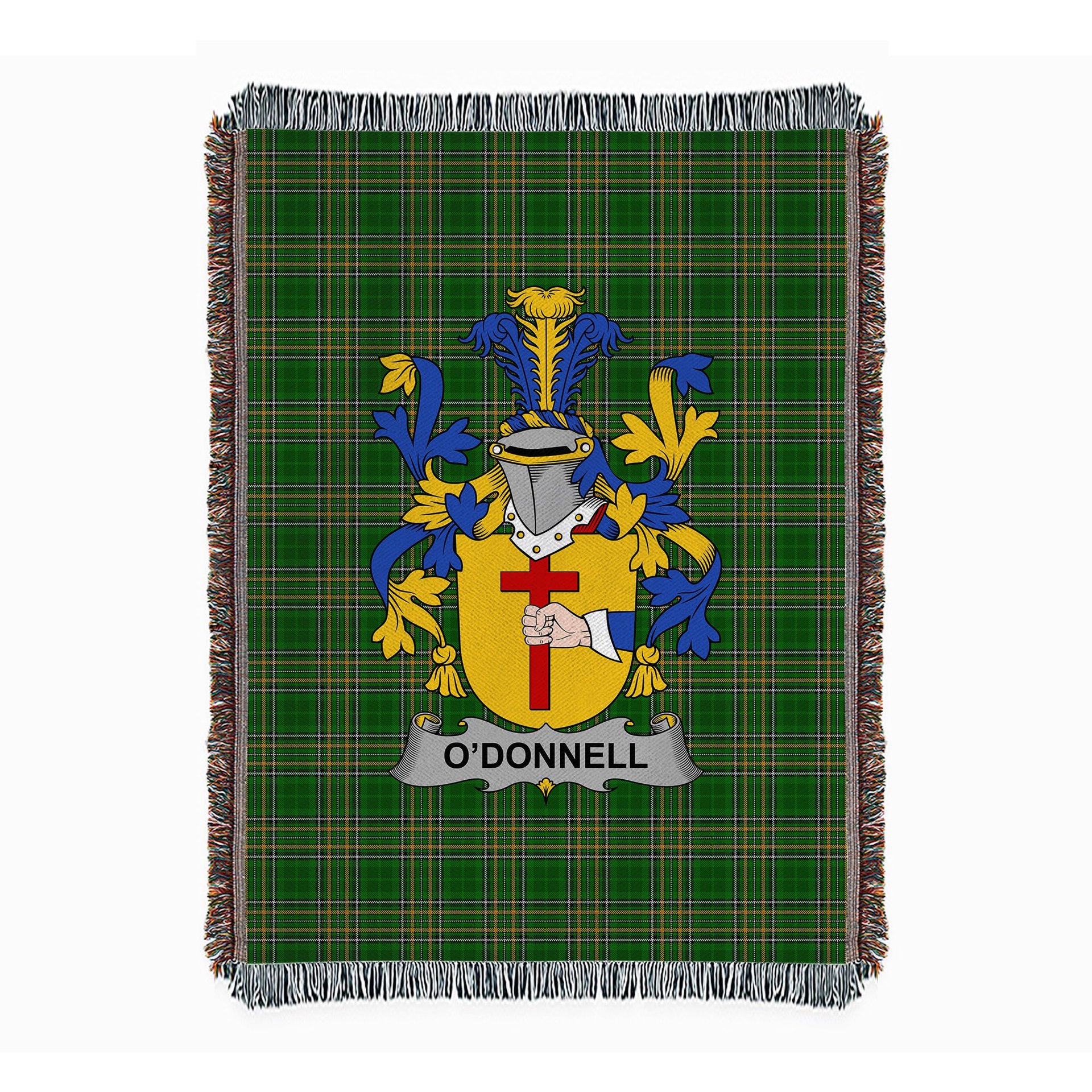 ScotsTee Shop Irish Donnell or O'Donnell Clan Coat of Arms Irish Tartan Woven Blanket