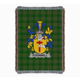 ScotsTee Shop Irish Donnell or O'Donnell Clan Coat of Arms Irish Tartan Woven Blanket
