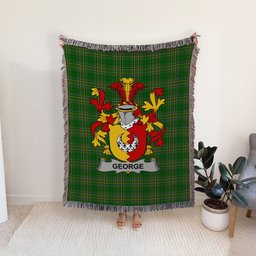 ScotsTee Shop Irish George Clan Coat of Arms Irish Tartan Woven Blanket
