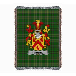 ScotsTee Shop Irish Hamline Clan Coat of Arms Irish Tartan Woven Blanket