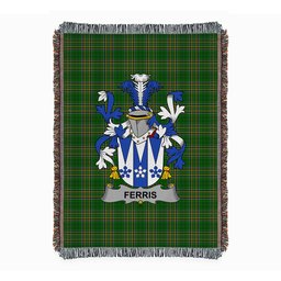 ScotsTee Shop Irish Ferris Clan Coat of Arms Irish Tartan Woven Blanket