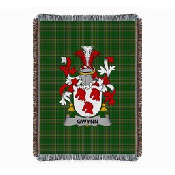 ScotsTee Shop Irish Gwynn Clan Coat of Arms Irish Tartan Woven Blanket
