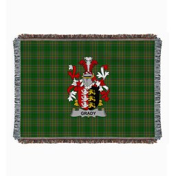 ScotsTee Shop Irish Grady or O'Grady Clan Coat of Arms Irish Tartan Woven Blanket
