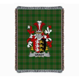 ScotsTee Shop Irish Grady or O'Grady Clan Coat of Arms Irish Tartan Woven Blanket