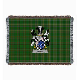 ScotsTee Shop Irish Hand or McClave Clan Coat of Arms Irish Tartan Woven Blanket