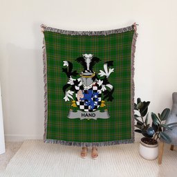 ScotsTee Shop Irish Hand or McClave Clan Coat of Arms Irish Tartan Woven Blanket