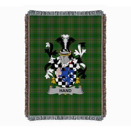 ScotsTee Shop Irish Hand or McClave Clan Coat of Arms Irish Tartan Woven Blanket