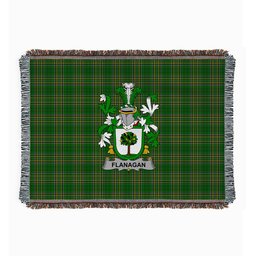 ScotsTee Shop Irish Flanagan or O'Flanagan Clan Coat of Arms Irish Tartan Woven Blanket